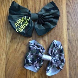 Army girlfriend and camo hair bows
